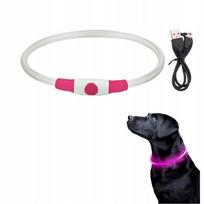 LED šviečiantis šunų antkaklis, 70 cm, įkraunamas, atsparus vandeniui, rožinis