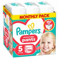 Sauskelnės Pampers Active Baby, 5 dydis, 136 vnt., 11–17 kg, mėnesio pakuotė