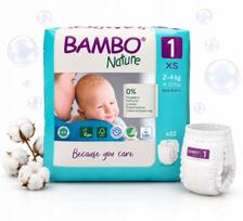 Sauskelės Bambo Nature 1 naujagimiams, 2–4 kg, 22 vnt.