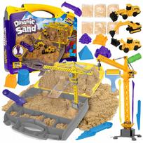 Smėlio žaislų rinkinys vaikams KINETIC SAND XXL su statybinėmis mašinomis