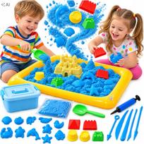 Kinetic Sand smėlio rinkinys 1 kg su XL formelėmis, mentele, kibiru ir smėlio dėže
