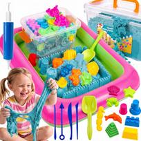 Kinetinis smėlis KINETIC SAND, mėlynas, 3 kg, su formelėmis, baseinėliu ir mentelė, lagamine