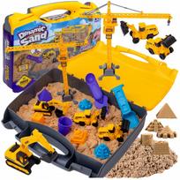 Smėlio rinkinys Kinetic Sand su ekskavatoriumi, kranu ir dideliu smėlio dėže