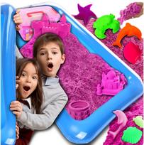 Sensorinis smėlis Kinetic Sand, 3 kg rinkinys, baseinėliui ir formelėms