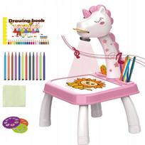 Piešimo projektorius vaikams UNICORN, 2in1, rožinis, su skaidrėmis