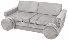 Vaikiška sofa, pilka, modulinė, iš veliūro, su putų blokais