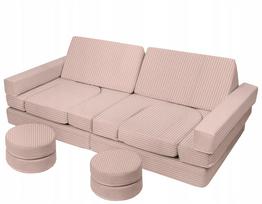 Vaikiška modulinė sofa, rožinio veliūro, su putų užpildu