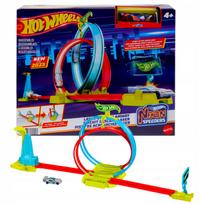 Automobilių trasa HOT WHEELS Neon Speeders su šviečiančiu kilpu ir automobiliu