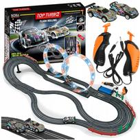 Automobilių lenktynių trasa, 2 automobiliai, 2 pulteliai, 600 cm, su LED