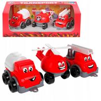 Žaislinė mini priešgaisrinė automobilių Technok rinkinys, 3 vnt.