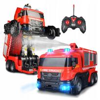 Nuotolinio valdymo gaisrinės automobilis-robotas, 2in1, su vandens purškimu, šviesomis ir garsais