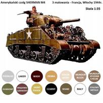 Surenkamas modelis Tank Sherman M4 su akrilinių dažų rinkiniu