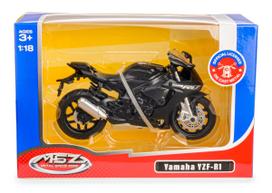 Žaislinis motociklas MSZ 1:18 Yamaha YZF-R1, juodas, 155x100 mm