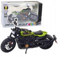 Metalinė motociklo Chopper modelio miniatiūra 1:12, juoda su žaliais akcentais, Lean Toys