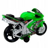 Vaikiškas elektrinis motociklas, žalias, su šviesomis ir garsais