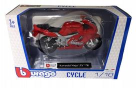 Motociklo modelis Bburago 1:18 Kawasaki Ninja ZX-7R, raudonas