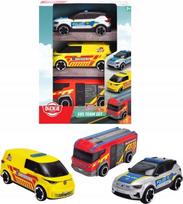 Žaislinių automobilių rinkinys SOS: policija, greitoji, ugniagesiai, Volvo, VW, Rosenbauer