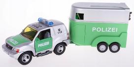 Policijos žaislinis VW T6.1 automobilis su arklių priekaba, 26 cm, 2 arkliai, vaikams