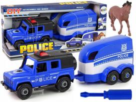 Žaislinis policijos visureigis su arklio priekaba