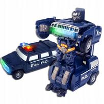 Policijos automobilis-robotas vaikams, su LED apšvietimu ir garsais, 2in1