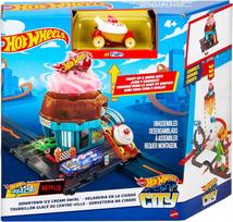 Žaislinė Hot Wheels City ledų parduotuvė su automobiliu Cookie HTN77