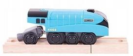 Medinis elektrinis traukinukas BigJigs Mallard BJT308, mėlynas