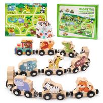 Medinis Montessori traukinio rinkinys vaikams, 1–3 metų