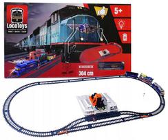 Vaikiškas automobilių garažas Loco Toys su 304 cm ilgio trasa ir krovinio rampa