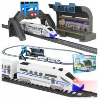 Elektrinis traukinio rinkinys su bėgiais 244 cm, Pendolino, LED stotis