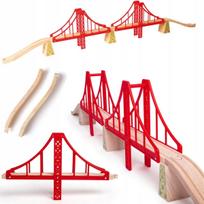 Medinis pakabinamas raudonas tiltas, 7 dalių, Bigjigs Rail