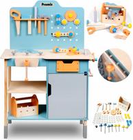 Didelis medinis suoliuko spaustuvo įrankių dėžė XXL, „DIY Kit“