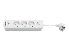 Maitinimo lizdas GOOBAY 41264 su jungikliu ir USB, 3 lizdai