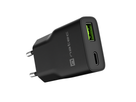 Įkroviklis NATEC Ribera NUC-2377 20W GaN Slim Juodas