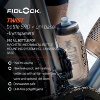 Fidlock Bike Base Twist vandens buteliukas, skaidrus juodas, 590 ml, 590 ml