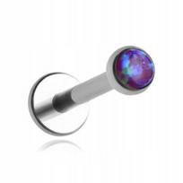 Titaninis labret auskaras su violetiniu opalu, sidabrinis