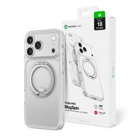 AmazingThing Titan Pro Spin objektyvo dėklas, skirtas iPhone 18 Pro Max su besisukančiu žiedu ir dirželio laikikliu, suderinamas su MagSafe – skaidrus