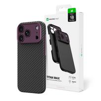 AmazingThing Titan Max dėklas su objektyvo apsauga, skirtas iPhone 18 Pro Max, pagamintas iš aramido pluošto, suderinamas su MagSafe – Violetinis