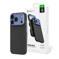 AmazingThing Titan Max dėklas su objektyvo apsauga, skirtas iPhone 18 Pro Max, iš aramido pluošto, suderinamas su MagSafe – mėlynas