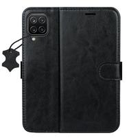 Išmanusis „Luxe“ odinis dėklas, skirtas Samsung Galaxy A12 / M12, juodas