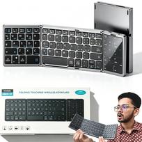 Mini sulankstoma Bluetooth klaviatūra su integruotu jutikliniu kilimėliu, tinka 3 įrenginiams