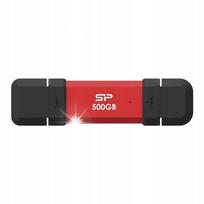 Išorinis SSD Silicon Power DS72 500GB, USB-A/USB-C, raudonas