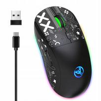 Belaidė žaidimų pelė HXSJ T90, juoda, RGB, tri-režimė