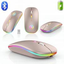 Belaidė optinė pelė GOLD MOUSE su tyliu veikimu ir LED pašvietimu