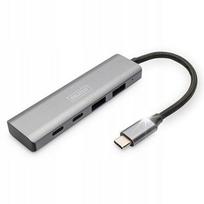 USB-C šakotuvas DIGITUS, 4 jungtys: 2x USB-A, 2x USB-C, aliuminis, 10Gb/s