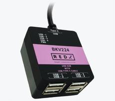 USB šakotuvas REDZ BKV224, 4 lizdai, USB 2.0, su USB-C laidu