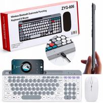 Belaidė klaviatūra ir pelė 806, WiFi, Bluetooth, balta, tinka 3 įrenginiams