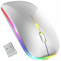 Belaidė tyliai veikianti LED RGB pelė, sidabrinė