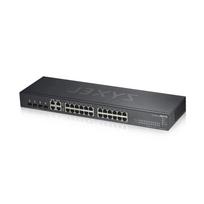 Tinklo jungiklis 24 prievadų, Gigabit, 4x Combo RJ45/SFP, be ventiliatoriaus, VLAN