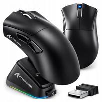 Belaidė žaidimų pelė Attack Shark V3PRO juoda su įkrovimo stotele