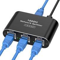 Ethernet šakotuvas 1 į 3 RJ45, 1000Mb/s, USB C maitinimo laidas